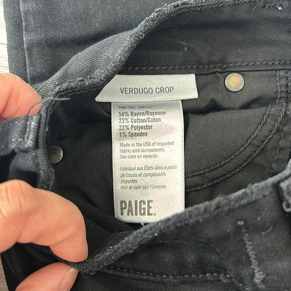 Paige Verdugo Distressed Crop Raw Hem Ripped Knees Midrise Skinny Jeans - Picture 9 of 13